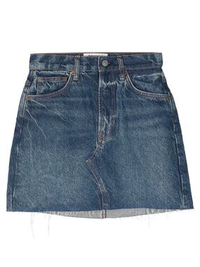 Reformation Nina Denim Mini Skirt High Rise Frayed Hem Blue Wash Womens 25 EUC